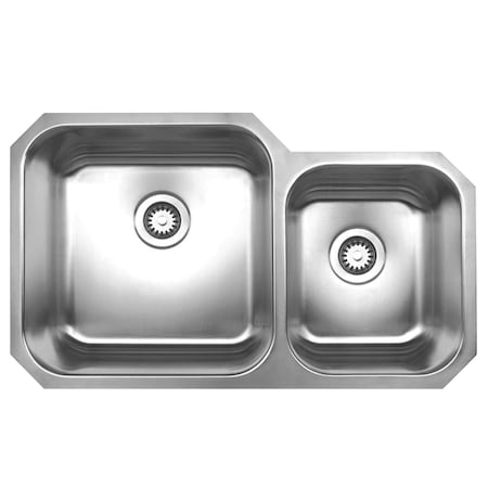 Whitehaus Noah'S Collection SS Dbl Bowl Undermount Sink, SS WHNDBU3320